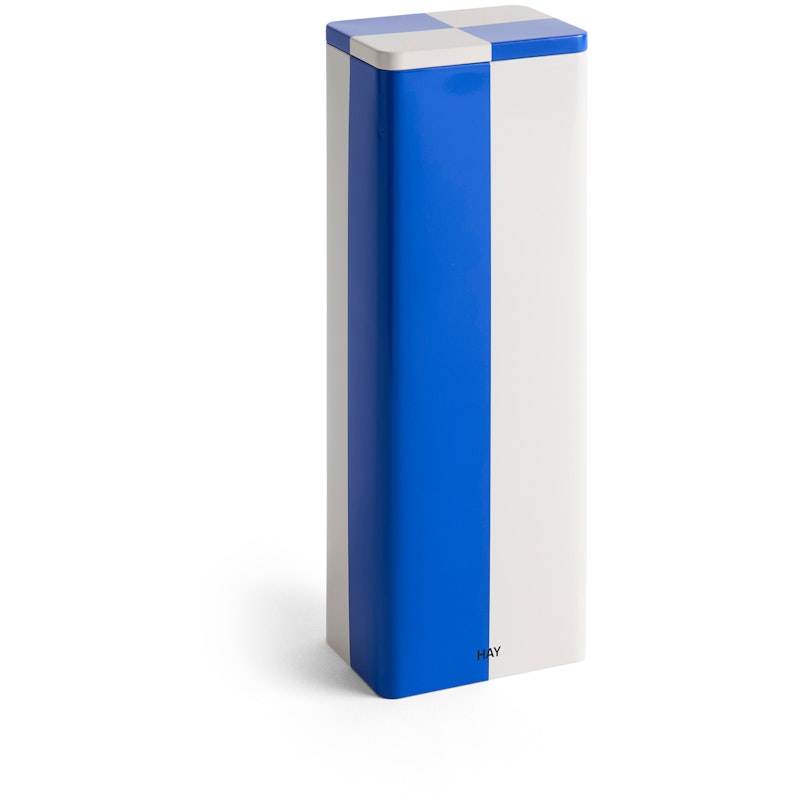 Tin Container Tall, Blue / Off-white