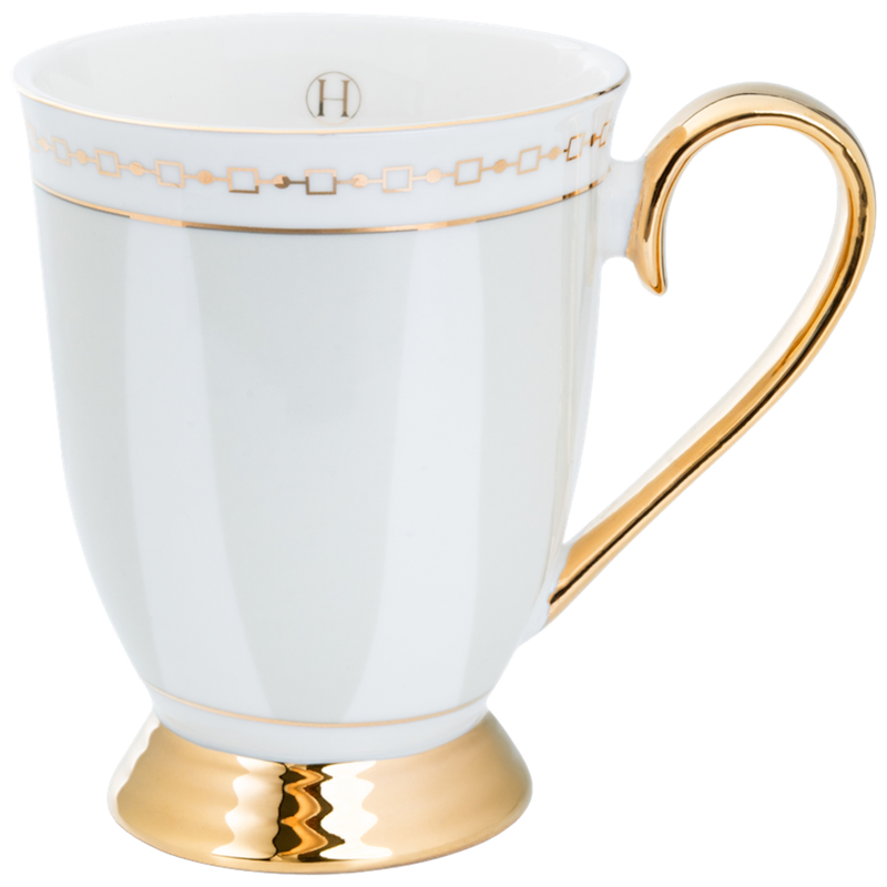 Strisce Mug With Foot, Greige