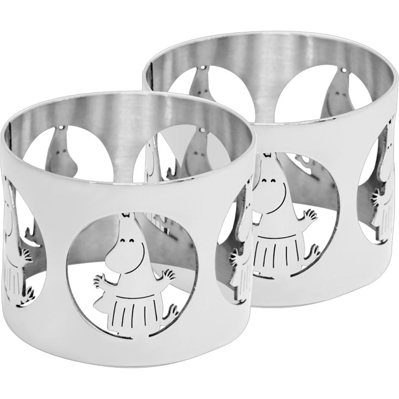 Hilke X Moomin Serviettenring Moominmamma 2-er Set, Vernickelt Messing