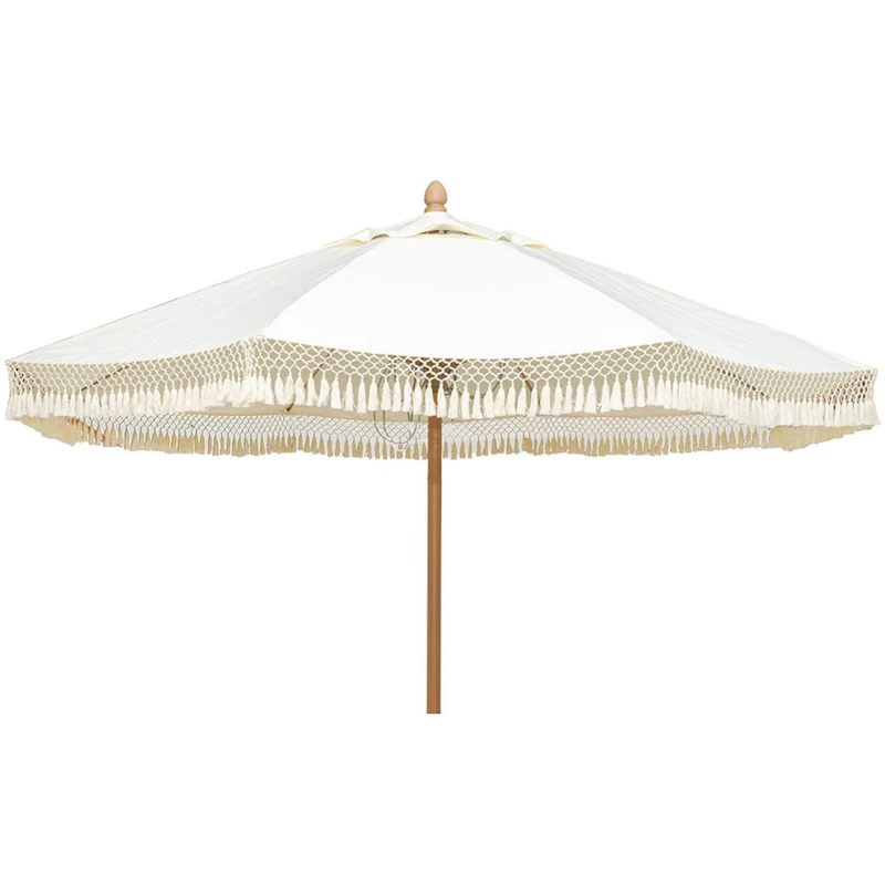 Parasol With Fringes 300 cm, Beige
