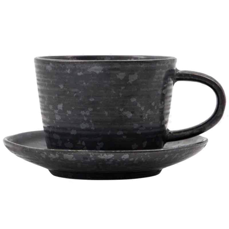 Pion Tasse mit Unterteller 23 cl, Braun/Schwarz