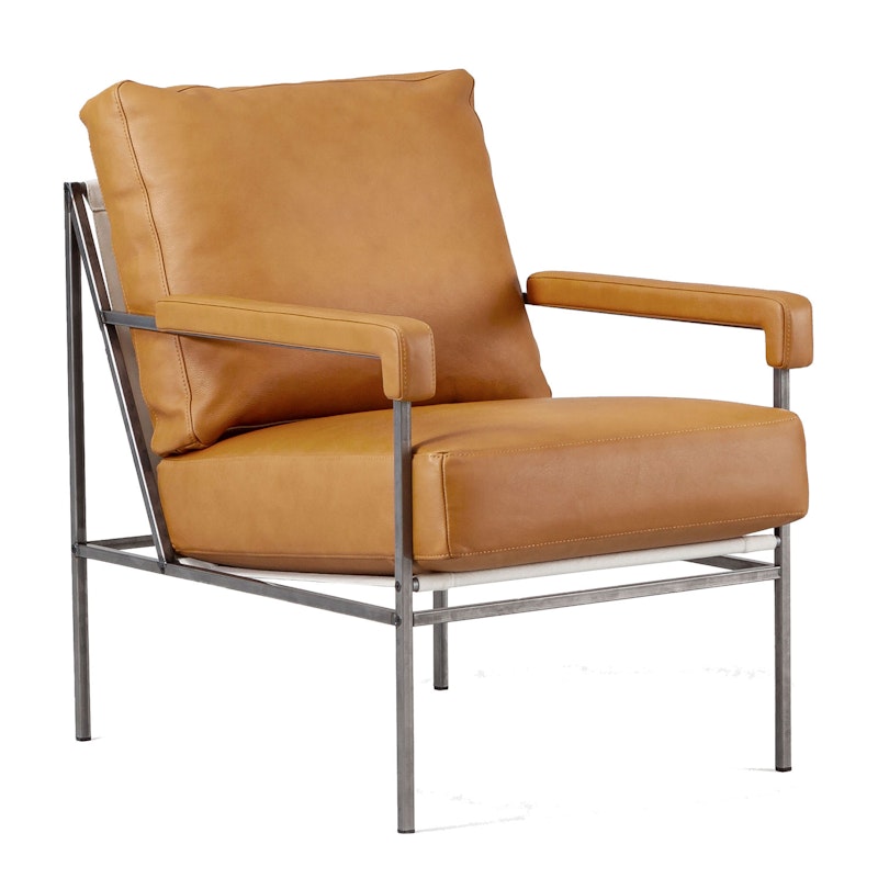 Seventy Five Sessel Leder, Challenger Brandy / Beige Segeltuch