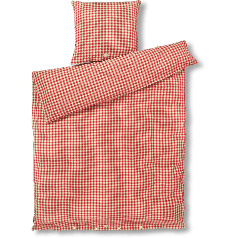 Bæk & Bølge Duvet Cover Set 150x210 + 50x60 cm, Red / Yellow