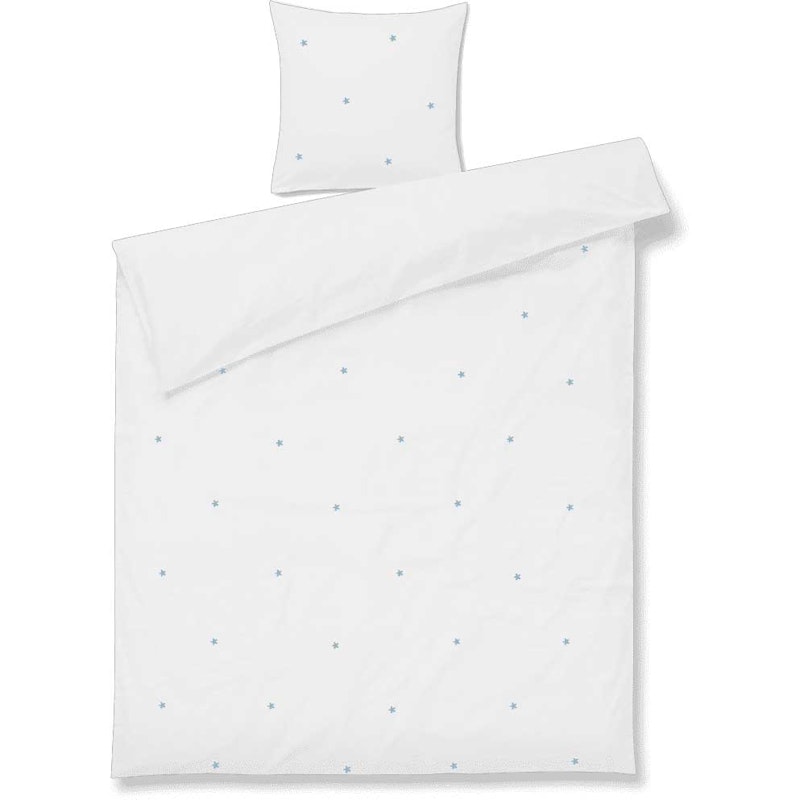 Daisy Bed Set 140x200 + 60x63 cm, White / Light Blue