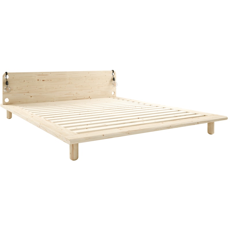Peek Bed Frame With 2 Lamps Clear Lacquered, 160x200 cm