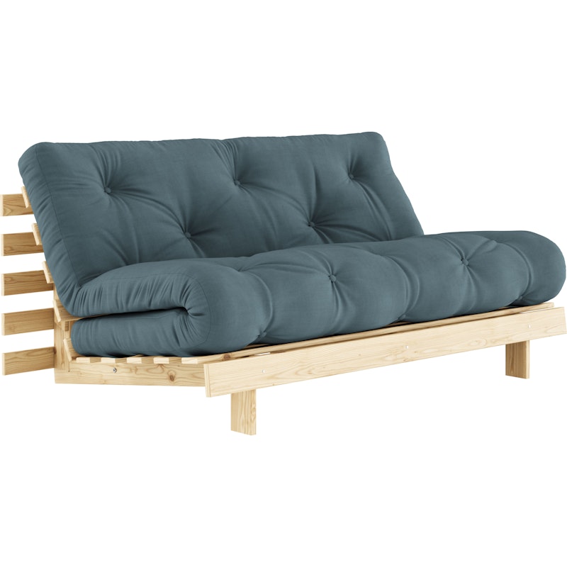 Roots 160 Sofa Bed With Mattress, Raw / Petrol Blue