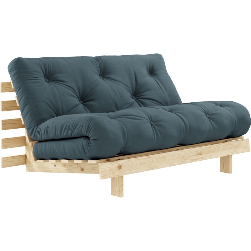 Roots 140 Sofa Bed With Mattress, Raw / Petrol Blue