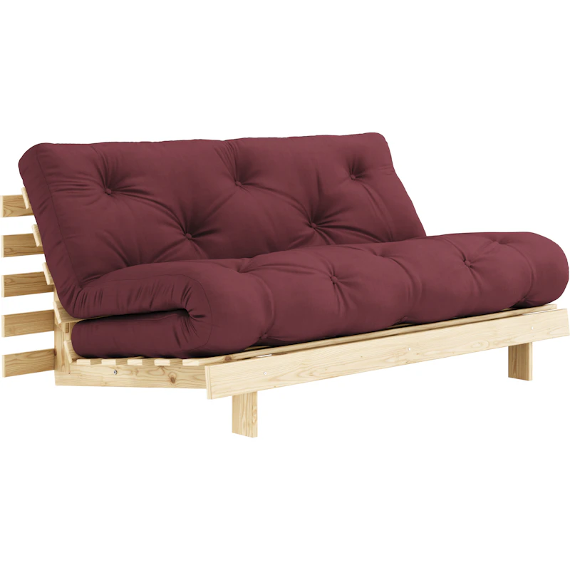 Roots 160 Sofa Bed With Mattress, Raw / Bordeaux