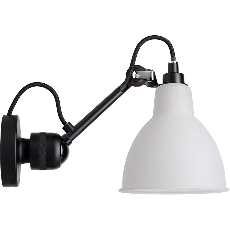 La Lampe Gras N°304 Wandleuchte mit Lichtschalter, Schwarz / Aus Milchglas