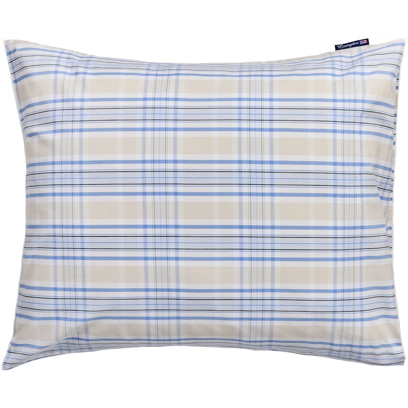 Checked Poplin Pillowcase 50x60 cm, Beige/Blue