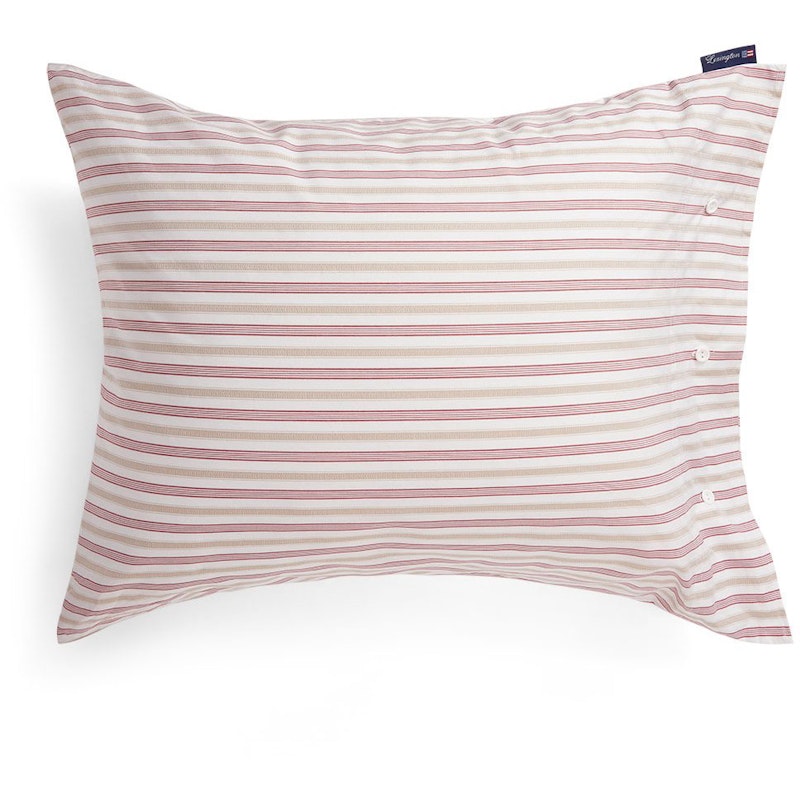 Dobby Striped Pillowcase White / Beige / Red, 50x60 cm