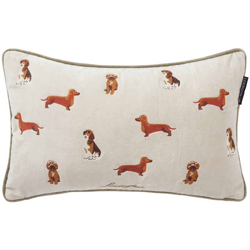 Dogs Organic Cotton Velvet Pillow Cushion Cover 30x50 cm, Beige