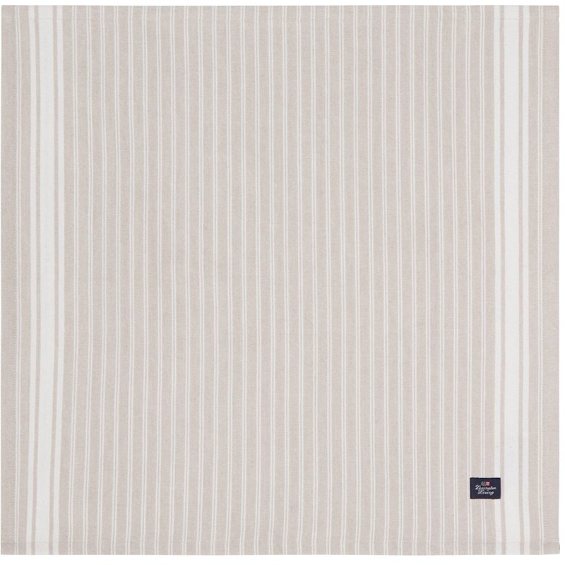 Icons Striped Organic Cotton Oxford Napkin, Beige / White