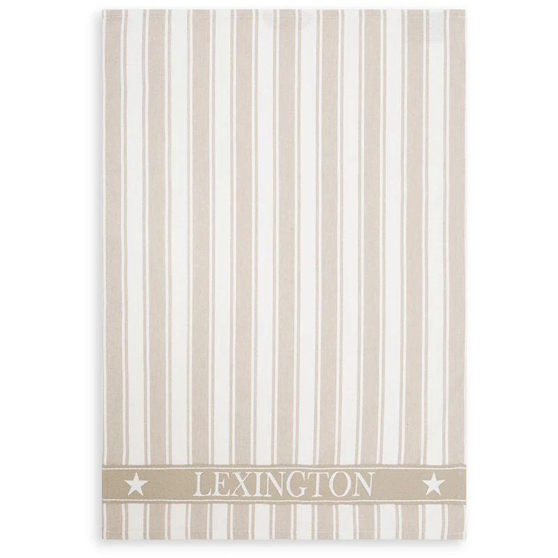 Icons Twill Waffle Striped Kitchen Towel, Beige