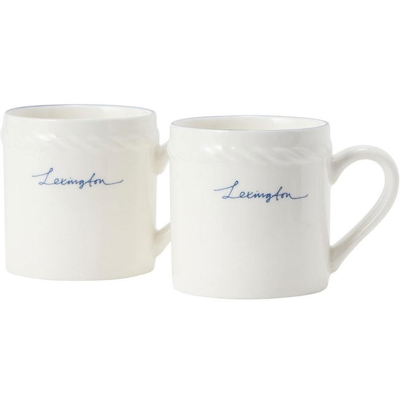 Lexington Porcelain Espresso Mug 5 cm 2-pack, White / Dark Blue