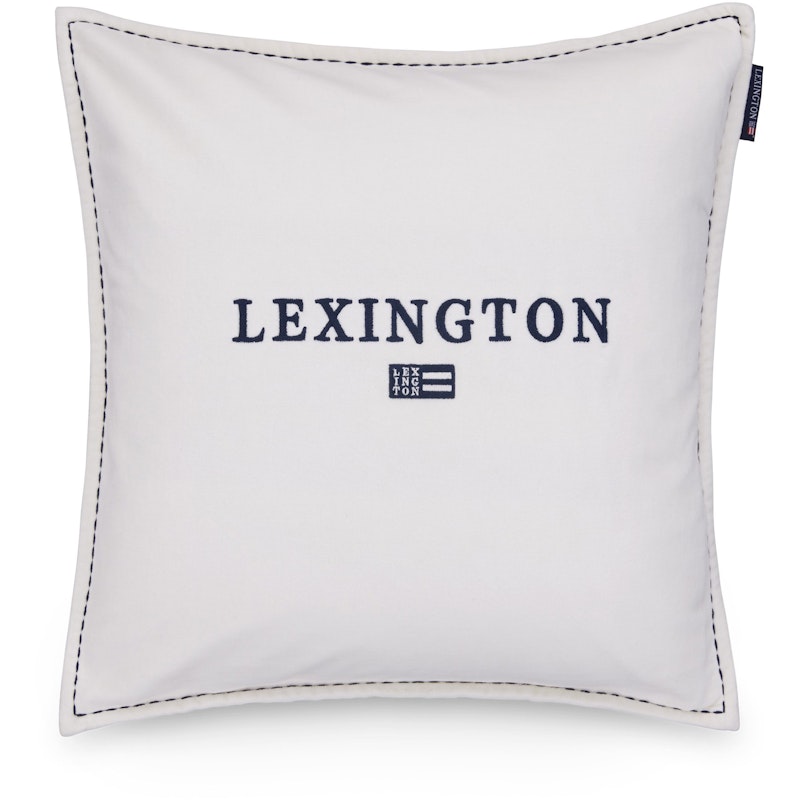 Logo Organic Cotton Velvet Cushion Cover 50x50 cm, White / Navy