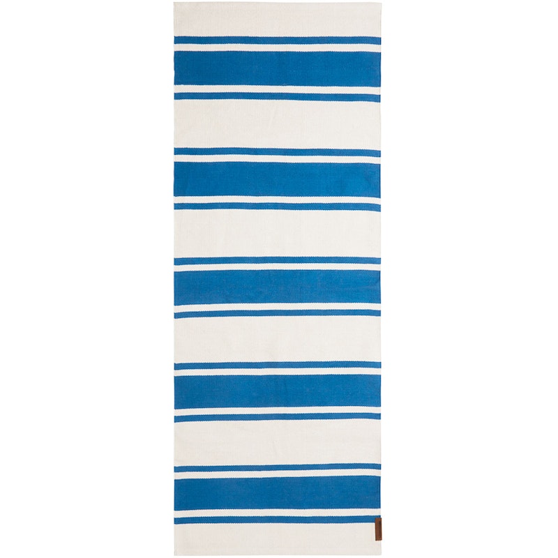 Organic Striped Cotton Teppich 80x220 cm, Blau