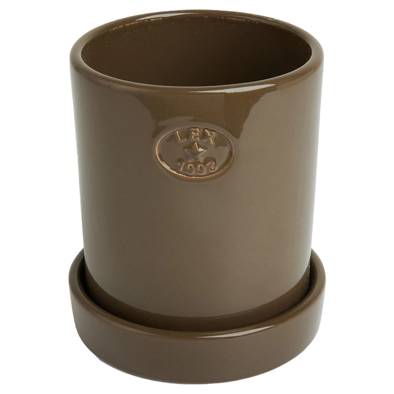 Pot With Saucer H18 cm, Taupe