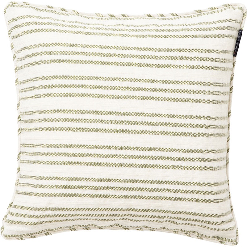 Stripe Structured Linen/Cotton Kissenbezug 50x50 cm, Weiß/Grün