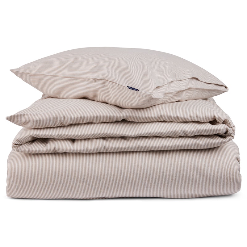 Striped Lyocell/Flannel Bedding Set 220x220 + 50x60x2, Beige