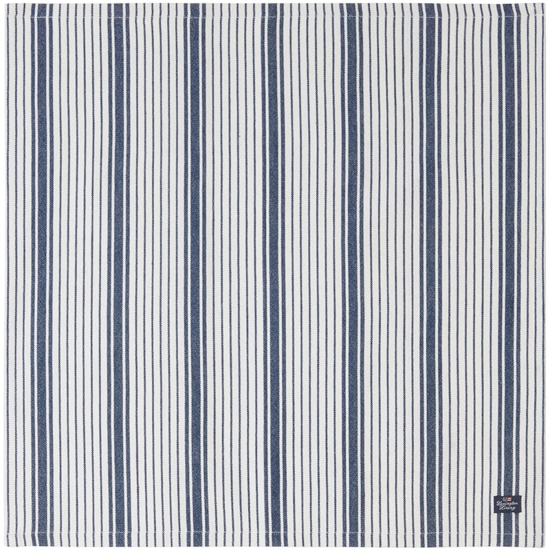 Stoffserviette 50x50 cm, Weiß/Marineblau