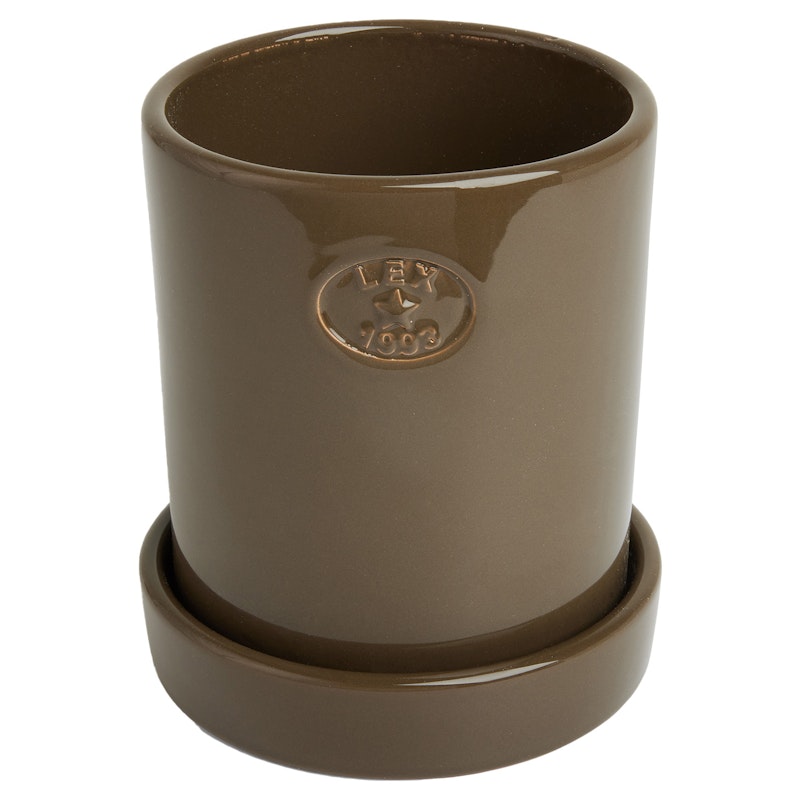 Pot With Saucer H18 cm, Taupe