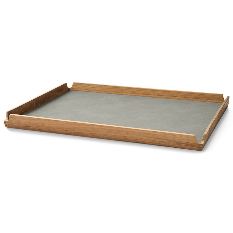 Airy Teak Tablett Groß, Hellgrau