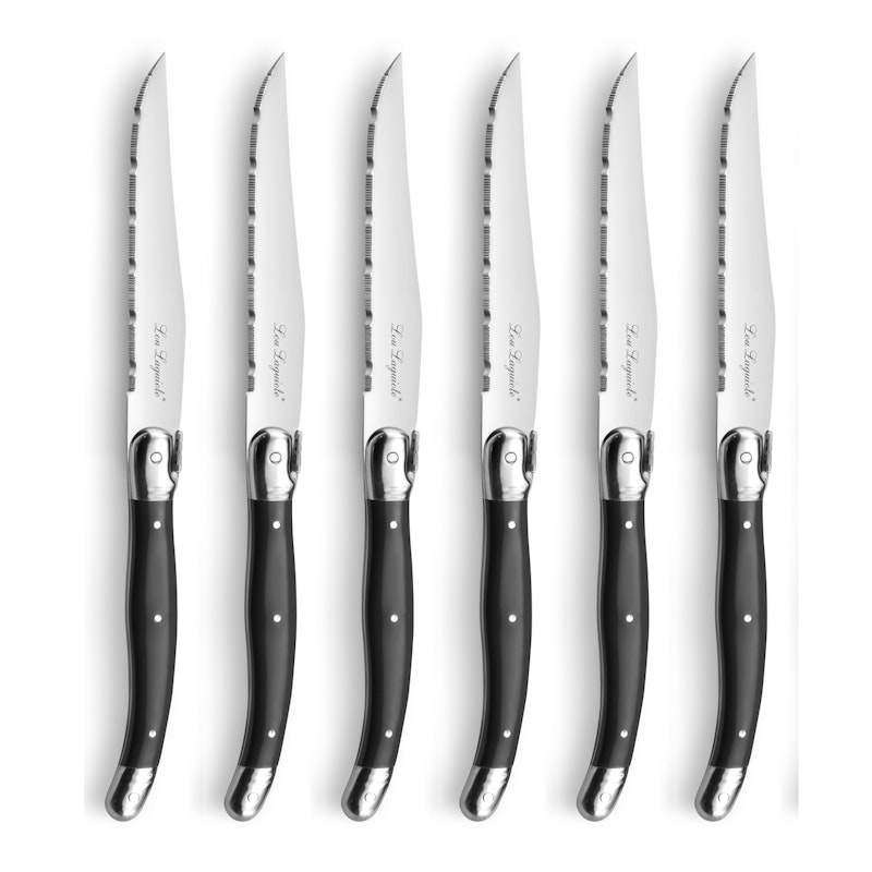 Tradition Grillmesser mit Messerblock 6-er Set, Anthrazit
