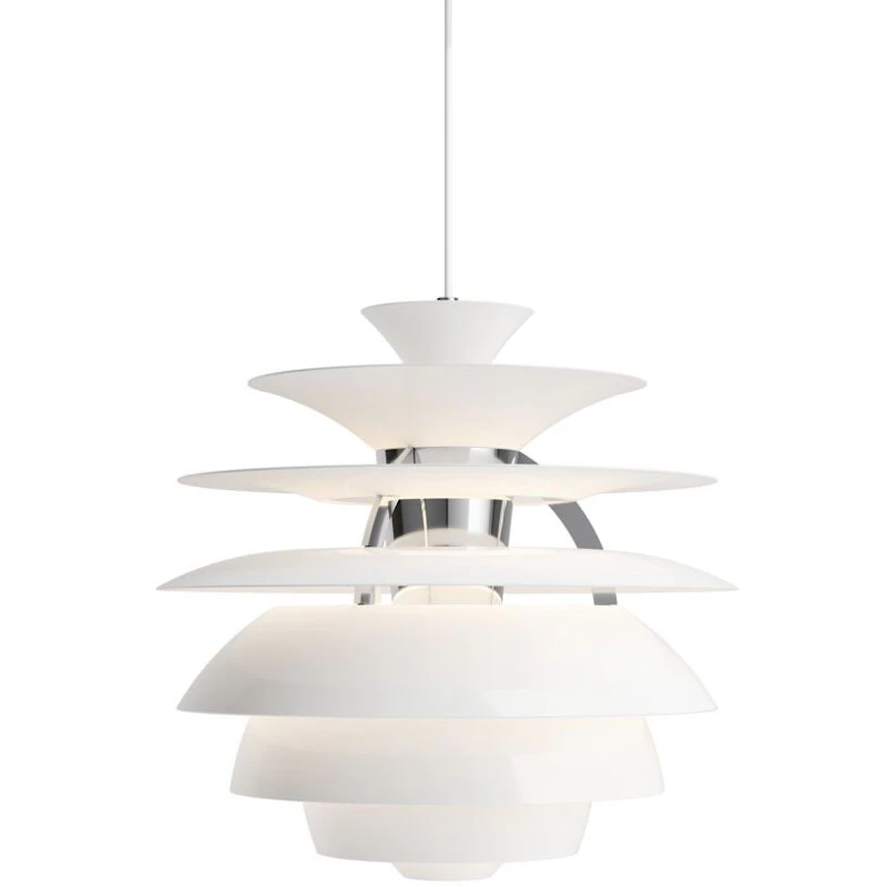 PH Snowball Pendant, White / Chrome