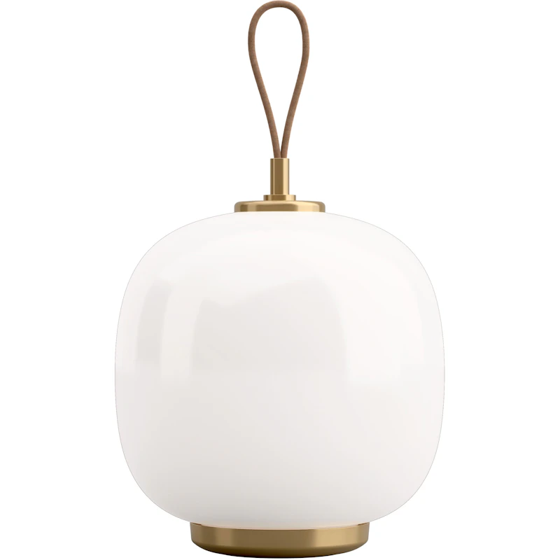 VL 45 Radiohus Table Lamp Portable, Brass / Glossy White