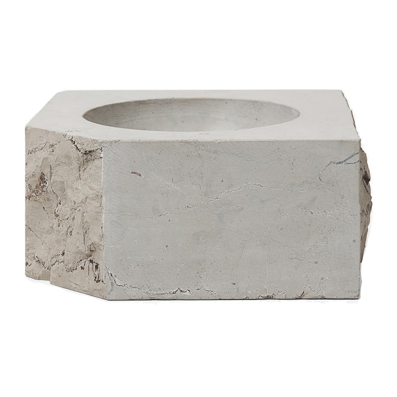 Stone Low Square Kerzenhalter 8 cm, Grauer Marmor