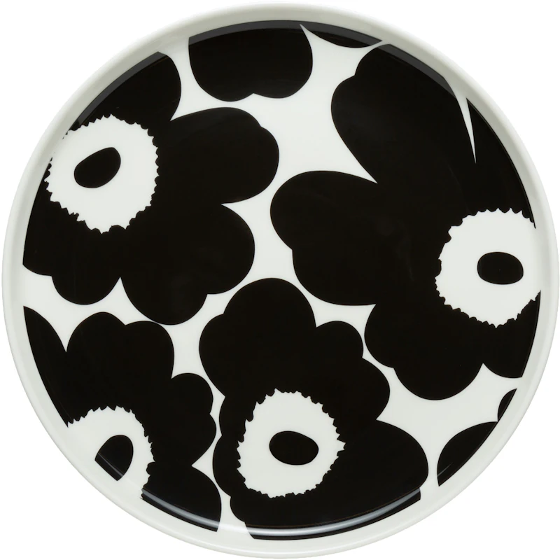 Oiva/Unikko Plate Ø20 cm, Black / White