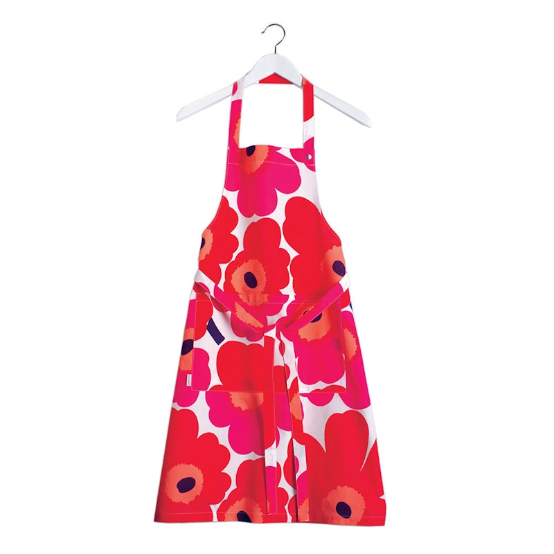 Pieni Unikko Apron, White / Red