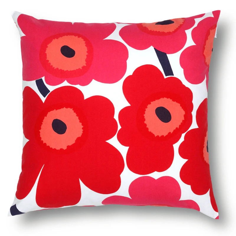 Pieni Unikko Cushion Cover 50x50 cm, White / Red