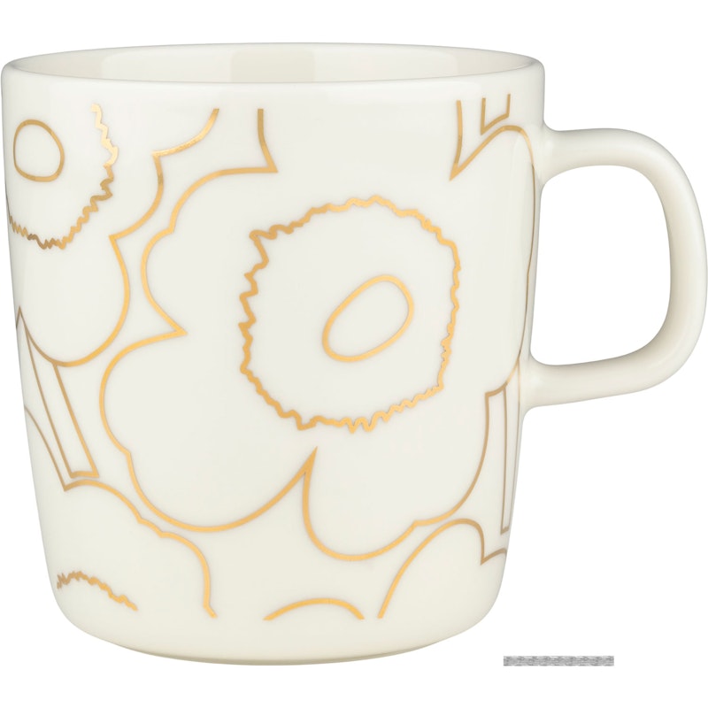 Piirto Unikko Tasse 40 cl, Weiß / Gold