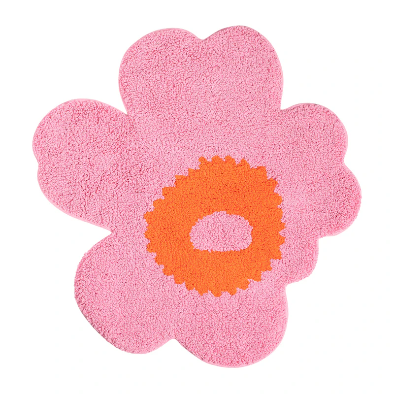 Unikko Terry Bath Rug 73X74 cm, Pink / Orange