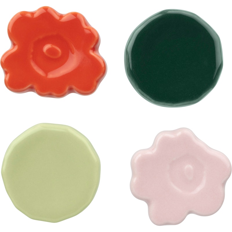 Unikko/Kivet Chopstick Stand 4-pack, Pink / Dark Green / Pear