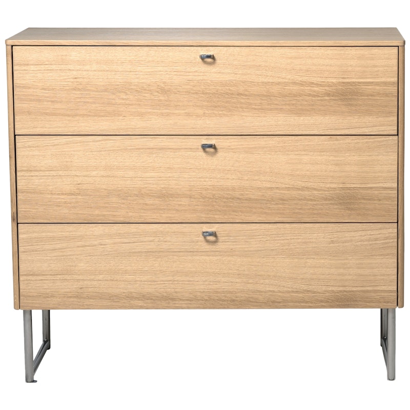 Deus Chest Of Drawers White Pigmented Oak, 3 Drawers