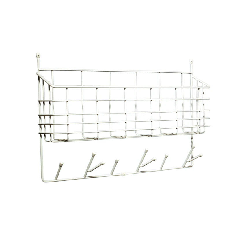 Mitten Shelf Storage/Hooks, White