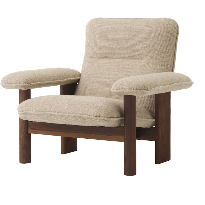 Brasilia Sessel, Walnut / Bouclé 02 Beige