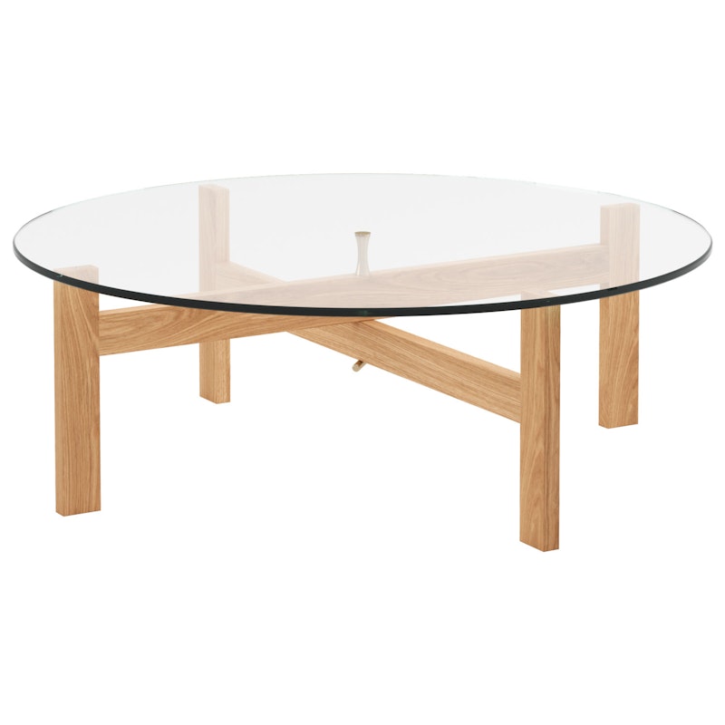 Round Coffee Table Oak / Glass, Ø88 cm