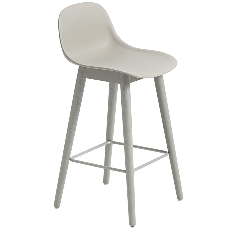 Fiber Bar Stool Wood With Backrest 65 cm, Grey