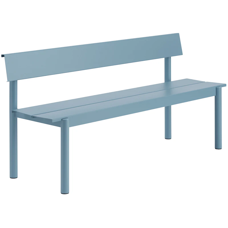 Linear Bench With Backrest 170 cm, Pale Blue