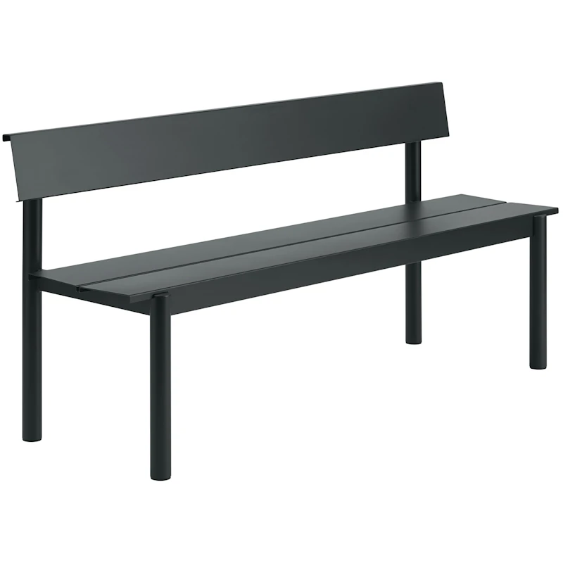 Linear Bench With Backrest 170 cm, Black