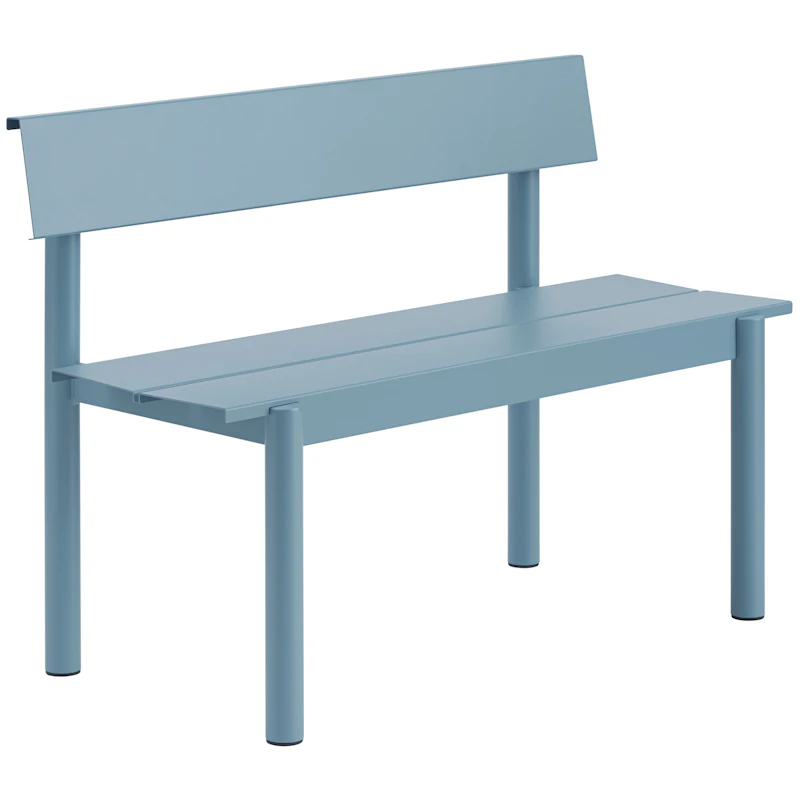 Linear Bench With Backrest 110 cm, Pale Blue
