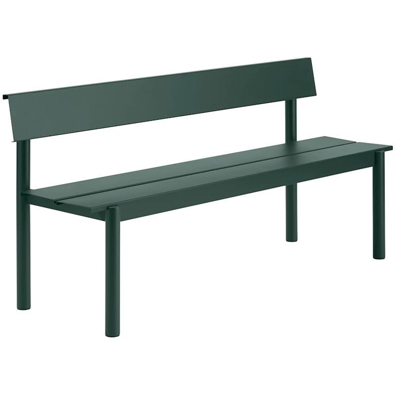 Linear Bench With Backrest 170 cm, Dark Green