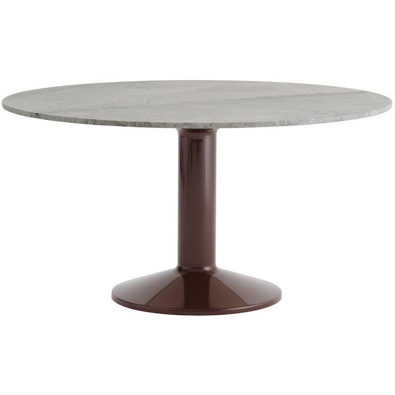 Midst Dining Table Ø140 cm, Grey Marble / Dark Red