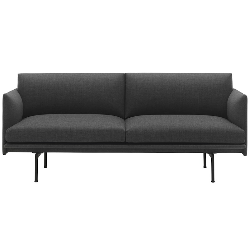 Outline Sofa 2-Sitzer, Schwarz Aluminium / Remix 163