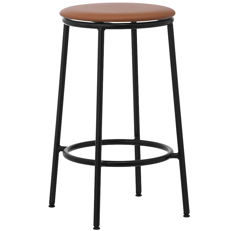 Circa Barstool 65 cm Black Steel Barhocker, Schaum In Farbe Von Braunem Leder