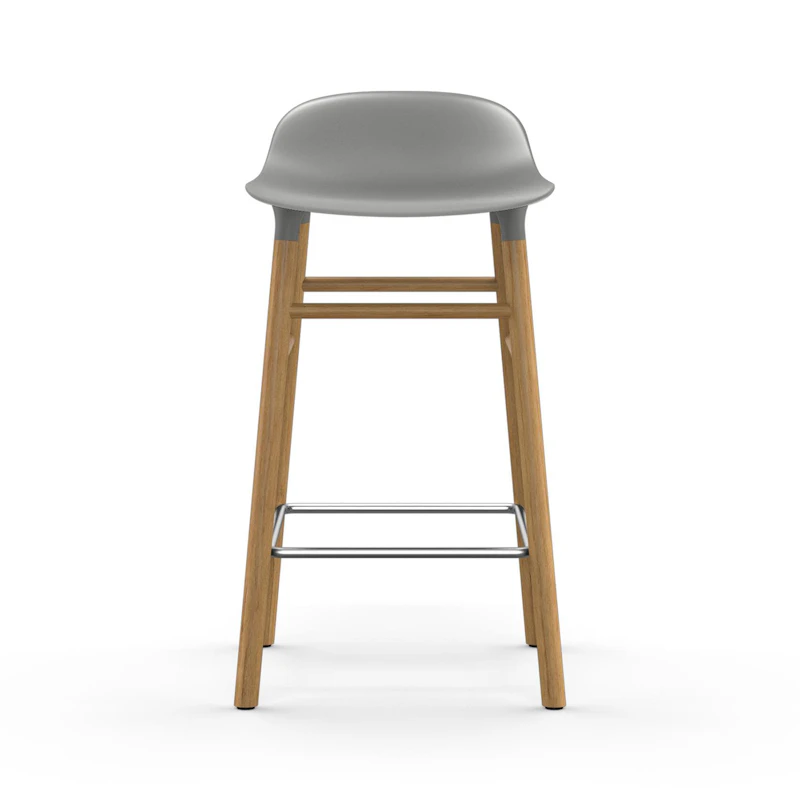 Form Bar Stool Oak Base, 65cm, Grey